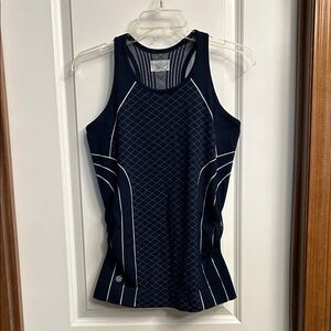 Athleta Navy and White Patterned Tank Top